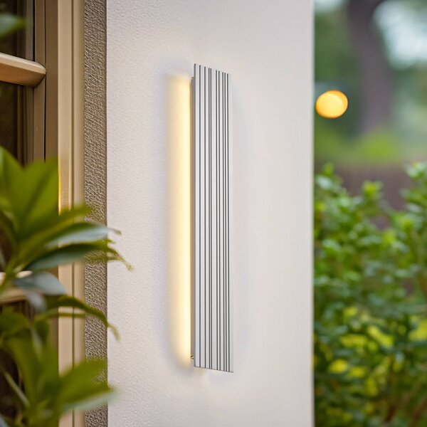 Kinkiet zewnętrzny LED Melira Lucande, aluminiowy / szary / cynkowy, aluminium, nowoczesny