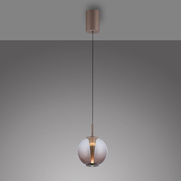 PURE Lampa wisząca designerska Infinity, możliwość ściemniania, brązowy / mosiężny, salon / jadalnia, szkło