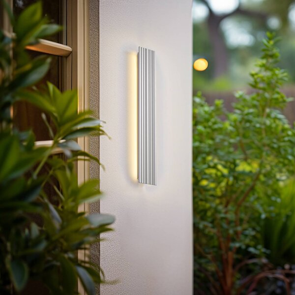 Kinkiet zewnętrzny LED Melira Lucande, aluminiowy / szary / cynkowy, aluminium, nowoczesny