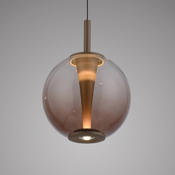 PURE Lampa wisząca designerska Infinity, możliwość ściemniania, brązowy / mosiężny, salon / jadalnia, szkło