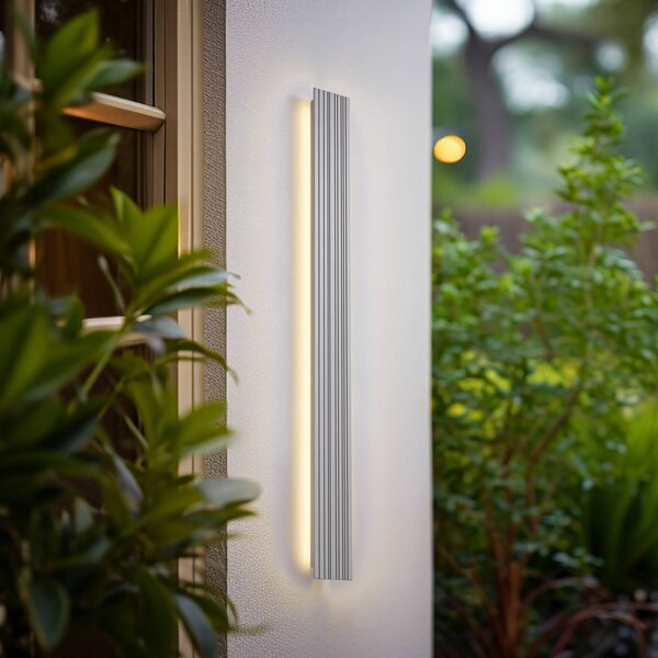 Kinkiet zewnętrzny LED Melira Lucande, aluminiowy / szary / cynkowy, aluminium, nowoczesny