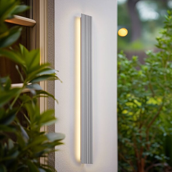 Kinkiet zewnętrzny LED Melira Lucande, aluminiowy / szary / cynkowy, aluminium, nowoczesny