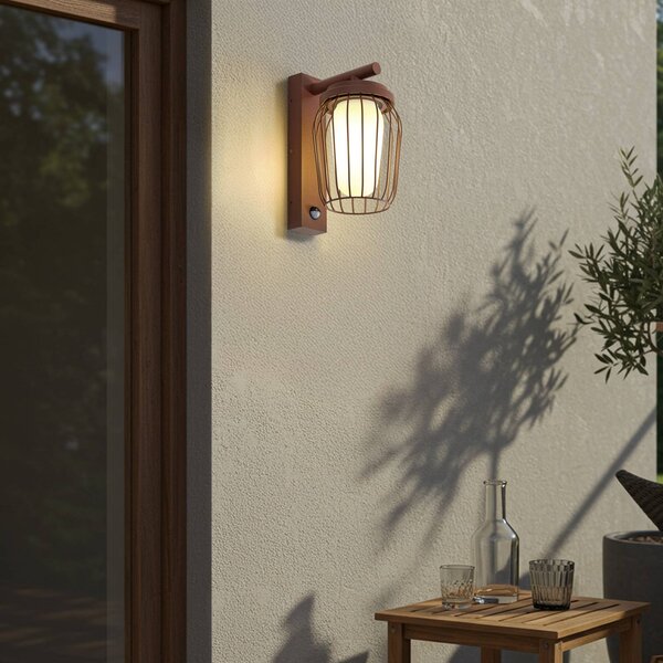 Lampa zewnętrzna z czujnikiem ruchu Chandan Lucande, możliwość ściemniania, brązowy / rdzawy, aluminium, nowoczesny