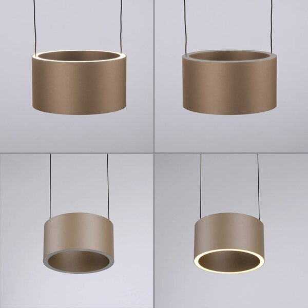 PURE Lampa wisząca Clipse, możliwość ściemniania, brązowy / mosiężny, salon / jadalnia, metal, nowoczesny
