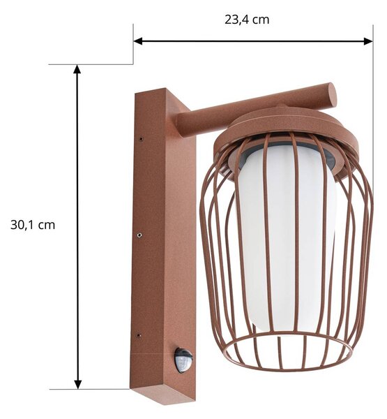 Lampa zewnętrzna z czujnikiem ruchu Chandan Lucande, możliwość ściemniania, brązowy / rdzawy, aluminium, nowoczesny