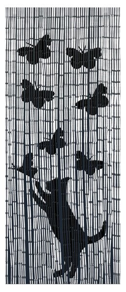Zasłona bambusowa Kot i motyle, 90x200 cm