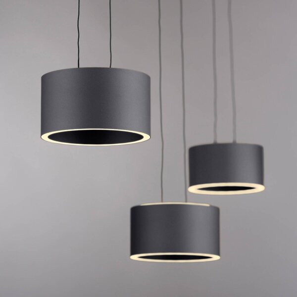 PURE Lampa wisząca Clipse, możliwość ściemniania, aluminiowy / szary / cynkowy, salon / jadalnia, metal, nowoczesny