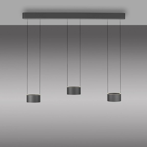 PURE Lampa wisząca Clipse, możliwość ściemniania, aluminiowy / szary / cynkowy, salon / jadalnia, metal, nowoczesny