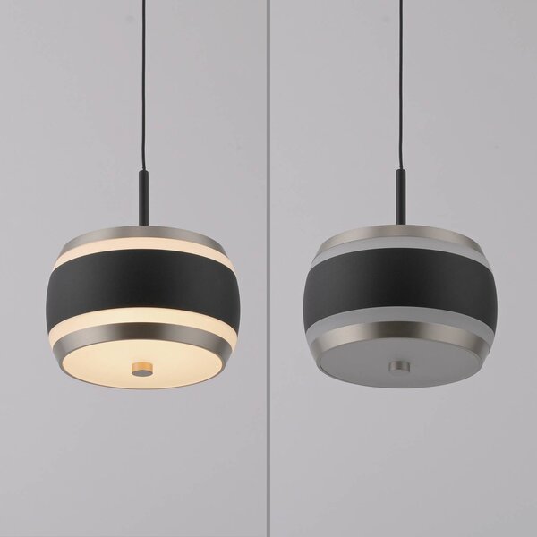 PURE Lampa wisząca Falling Rings, możliwość ściemniania, czarny, salon / jadalnia, metal, nowoczesny