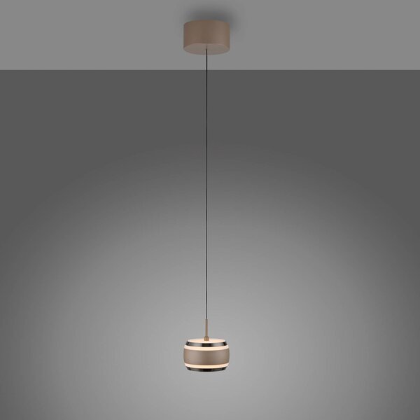 PURE Lampa wisząca Falling Rings, możliwość ściemniania, brązowy / mosiężny, salon / jadalnia, metal, nowoczesny