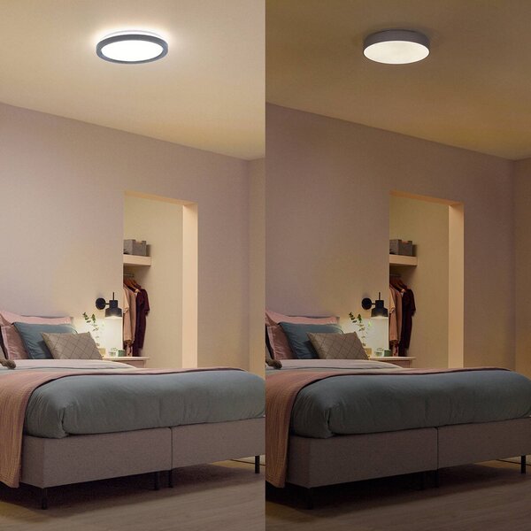 Philips Lampa sufitowa LED Aio RD, możliwość ściemniania, czarny, przedpokój, metal, nowoczesny