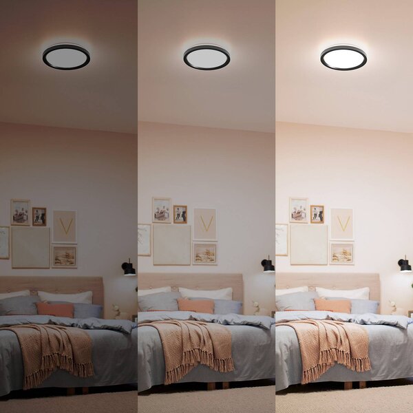 Philips Lampa sufitowa LED Aio RD, możliwość ściemniania, czarny, przedpokój, metal, nowoczesny