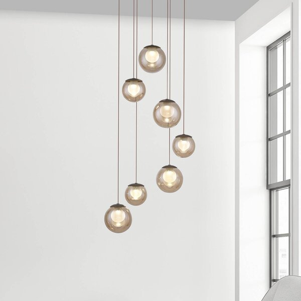 PURE Lampa wisząca Popup, możliwość ściemniania, brązowy / mosiężny, salon / jadalnia, aluminium