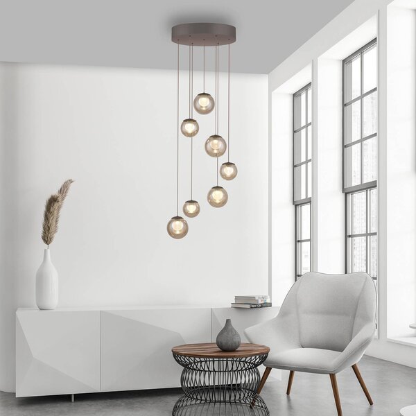 PURE Lampa wisząca Popup, możliwość ściemniania, brązowy / mosiężny, salon / jadalnia, aluminium