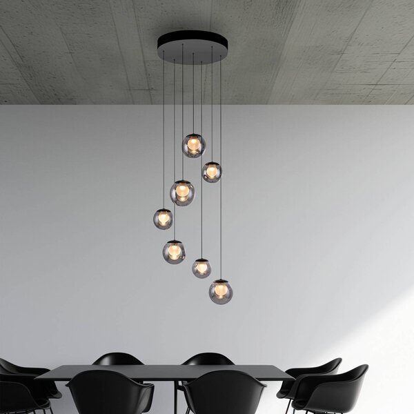 PURE Lampa wisząca Popup, możliwość ściemniania, aluminiowy / szary / cynkowy, salon / jadalnia, aluminium