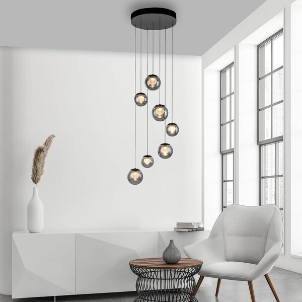 PURE Lampa wisząca Popup, możliwość ściemniania, aluminiowy / szary / cynkowy, salon / jadalnia, aluminium