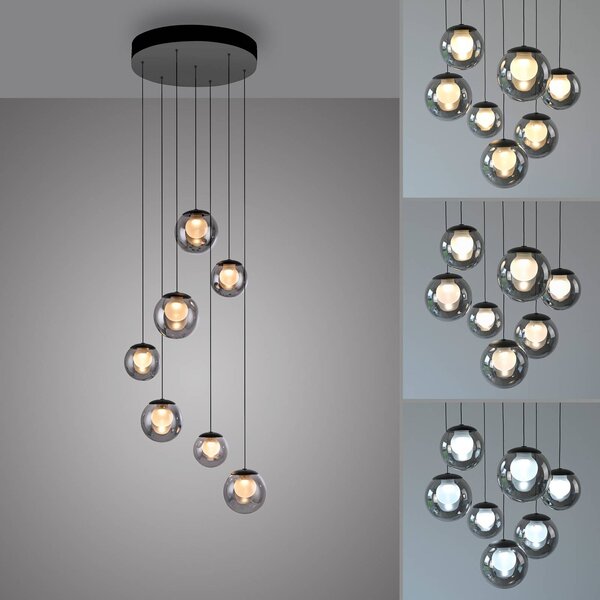 PURE Lampa wisząca Popup, możliwość ściemniania, aluminiowy / szary / cynkowy, salon / jadalnia, aluminium