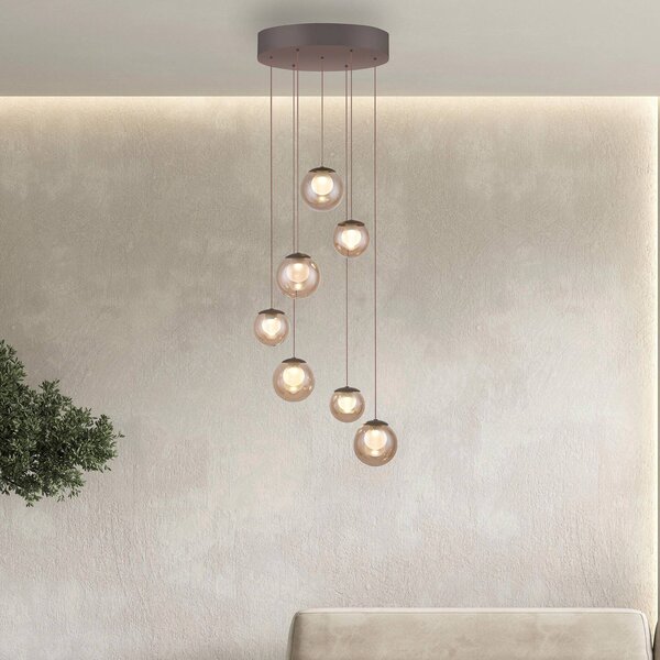 PURE Lampa wisząca Popup, możliwość ściemniania, brązowy / mosiężny, salon / jadalnia, aluminium