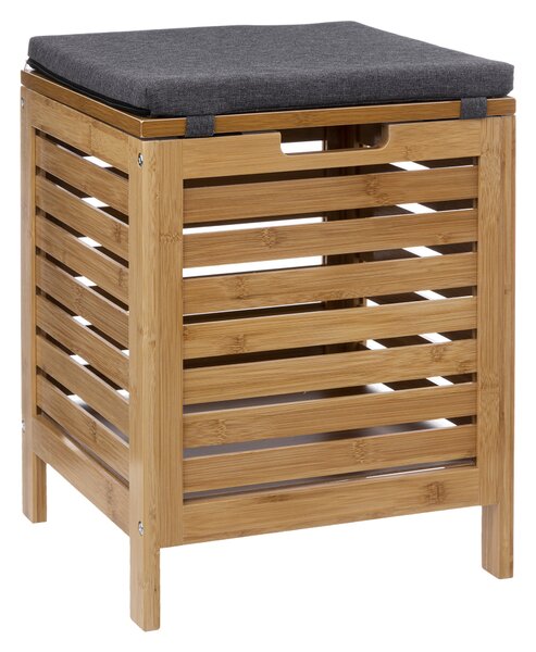 Stołek łazienkowy BAMBOO z koszem na pranie, 2w1