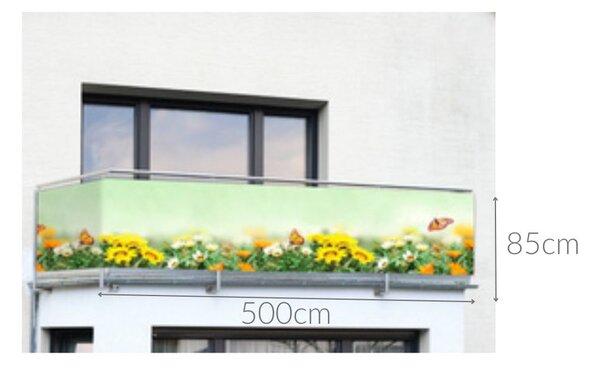 Osłona na balkon w motyle, 5 m x 85 cm