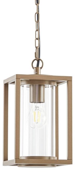 Lucande Lampa wisząca zewnętrzna Ferda, brązowa, IP44, szkło, E27 Ferda Lucande, możliwość ściemniania, brązowy / rdzawy, aluminium, nowoczesny