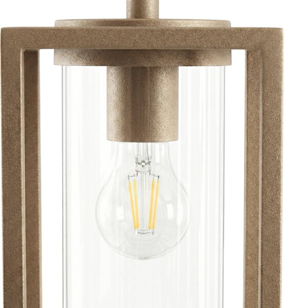 Lucande Lampa wisząca zewnętrzna Ferda, brązowa, IP44, szkło, E27 Ferda Lucande, możliwość ściemniania, brązowy / rdzawy, aluminium, nowoczesny