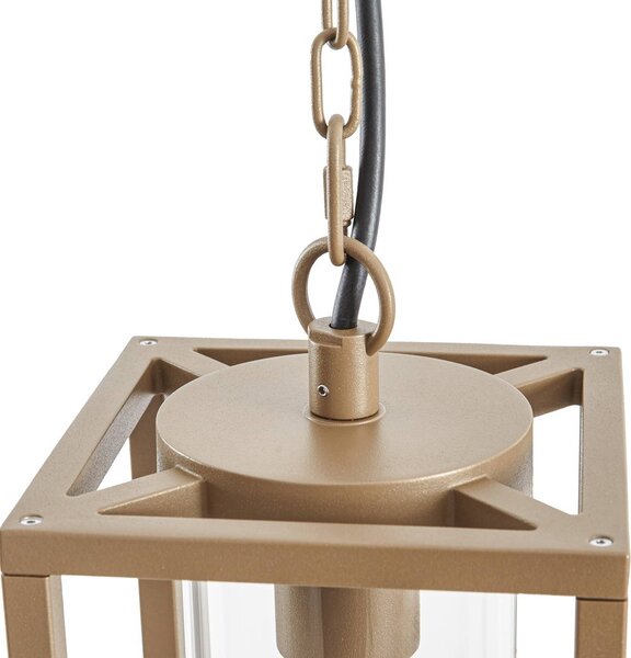 Lucande Lampa wisząca zewnętrzna Ferda, brązowa, IP44, szkło, E27 Ferda Lucande, możliwość ściemniania, brązowy / rdzawy, aluminium, nowoczesny