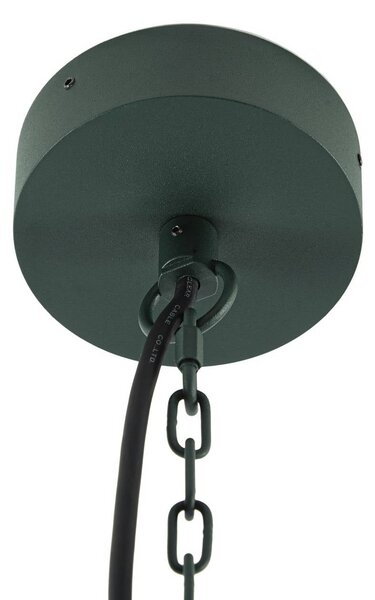 Lucande Lampa wisząca zewnętrzna Ferda, zielona, IP44, szkło, E27 Ferda Lucande, możliwość ściemniania, zielony, aluminium, nowoczesny