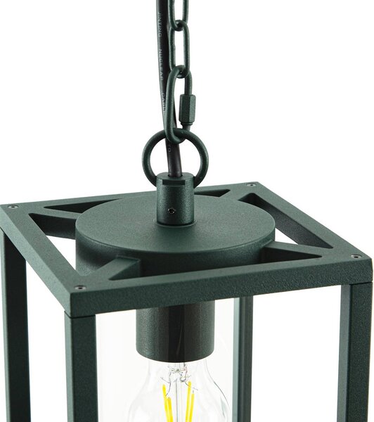Lucande Lampa wisząca zewnętrzna Ferda, zielona, IP44, szkło, E27 Ferda Lucande, możliwość ściemniania, zielony, aluminium, nowoczesny
