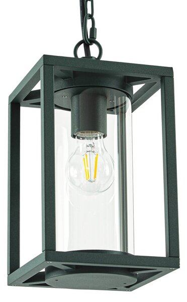 Lucande Lampa wisząca zewnętrzna Ferda, zielona, IP44, szkło, E27 Ferda Lucande, możliwość ściemniania, zielony, aluminium, nowoczesny