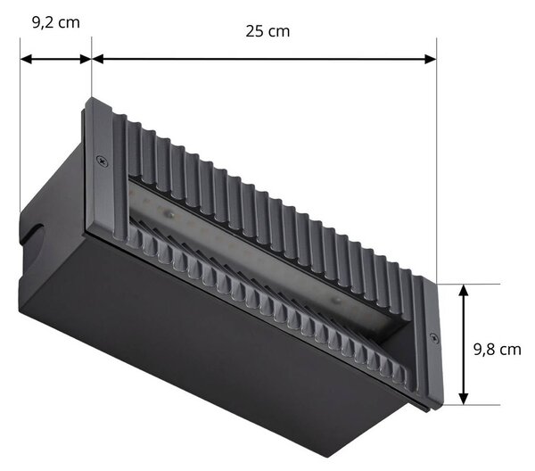 Lucande oprawa wpuszczana ścienna LED Tavion, 25 cm, antracyt, IP65 Tavion, czarny, aluminium, nowoczesny
