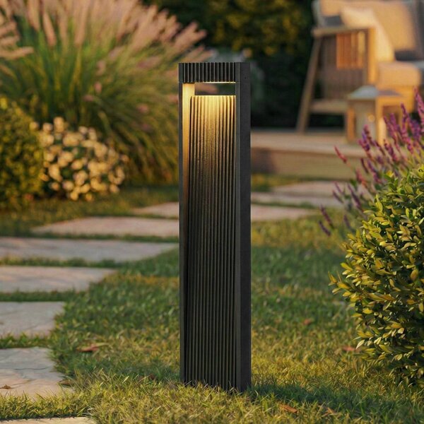 Słupek oświetleniowy LED Tavion Lucande, czarny, aluminium, nowoczesny