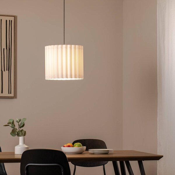 Lampa wisząca Aria Duolla, możliwość ściemniania, biały / opal, salon / jadalnia, tkanina / materiał / jedwab