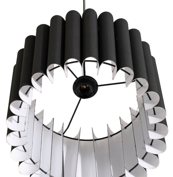 Lampa wisząca Aria Duolla, możliwość ściemniania, czarny, salon / jadalnia, tkanina / materiał / jedwab