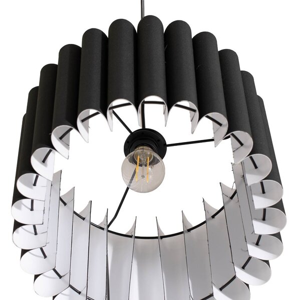 Lampa wisząca Aria Duolla, możliwość ściemniania, czarny, salon / jadalnia, tkanina / materiał / jedwab