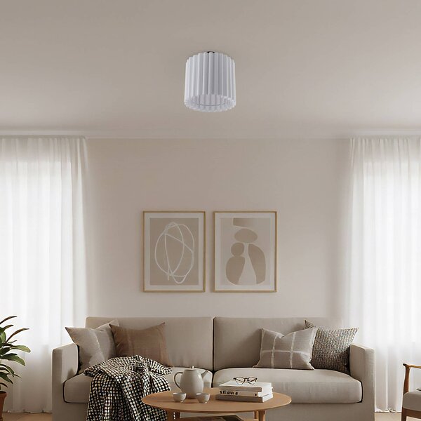 Lampa sufitowa Aria Duolla, możliwość ściemniania, biały / opal, salon / jadalnia, tkanina / materiał / jedwab
