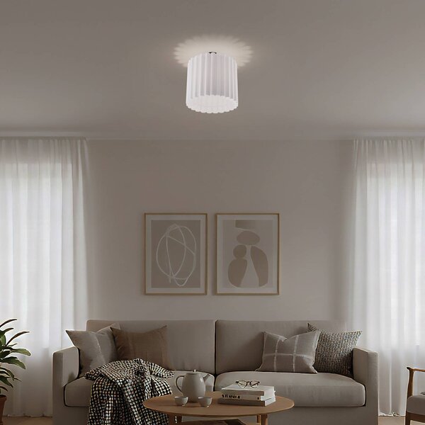 Lampa sufitowa Aria Duolla, możliwość ściemniania, biały / opal, salon / jadalnia, tkanina / materiał / jedwab