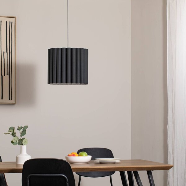 Lampa wisząca Aria Duolla, możliwość ściemniania, czarny, salon / jadalnia, tkanina / materiał / jedwab