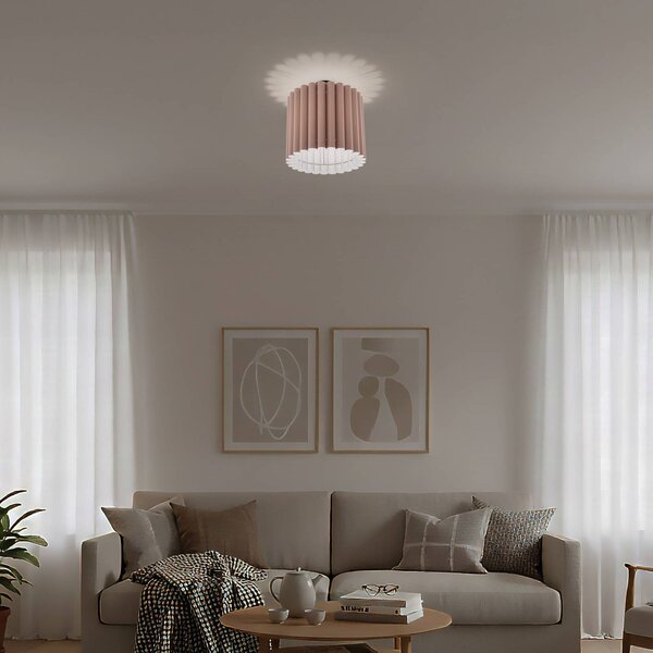 Lampa sufitowa Aria Duolla, możliwość ściemniania, brązowy / rdzawy, salon / jadalnia, tkanina / materiał / jedwab