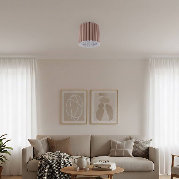 Lampa sufitowa Aria Duolla, możliwość ściemniania, brązowy / rdzawy, salon / jadalnia, tkanina / materiał / jedwab