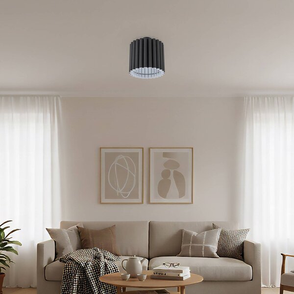 Lampa sufitowa Aria Duolla, możliwość ściemniania, czarny, salon / jadalnia, tkanina / materiał / jedwab