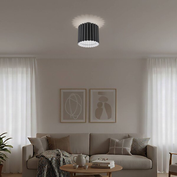 Lampa sufitowa Aria Duolla, możliwość ściemniania, czarny, salon / jadalnia, tkanina / materiał / jedwab