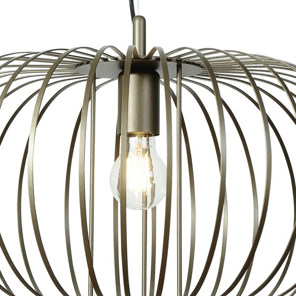 Lampa wisząca Globe Domiluce, możliwość ściemniania, brązowy / rdzawy, salon / jadalnia, metal