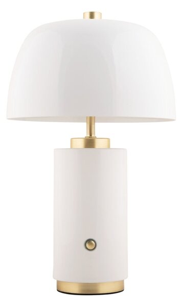 Biała lampa stołowa LED ze ściemniaczem i metalowym kloszem (wysokość 30 cm) Freya – Leitmotiv