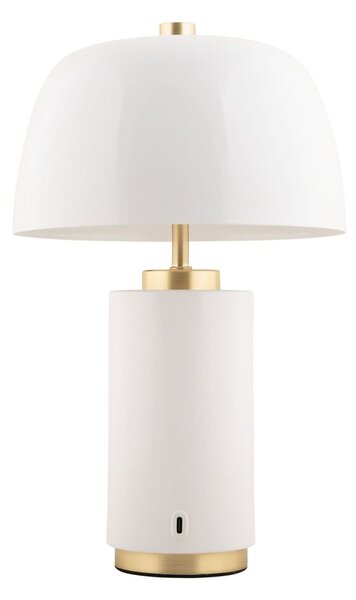 Biała lampa stołowa LED ze ściemniaczem i metalowym kloszem (wysokość 30 cm) Freya – Leitmotiv