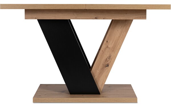 Zestaw Stół Prostokątny Rozkładany CLARK 120-160 cm Dąb Artisan/Czarny i 4 Krzesła Tapicerowane RIO Czarne Welurowe