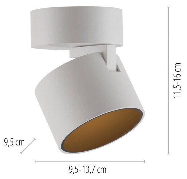 PURE reflektor sufitowy LED Cup, biały, Ø 9,5 cm, metal możliwość ściemniania, biały / opal, salon / jadalnia, metal, nowoczesny