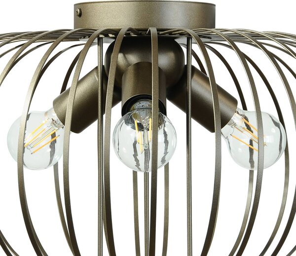 Lampa sufitowa Globe Domiluce, możliwość ściemniania, brązowy / rdzawy, salon / jadalnia, metal