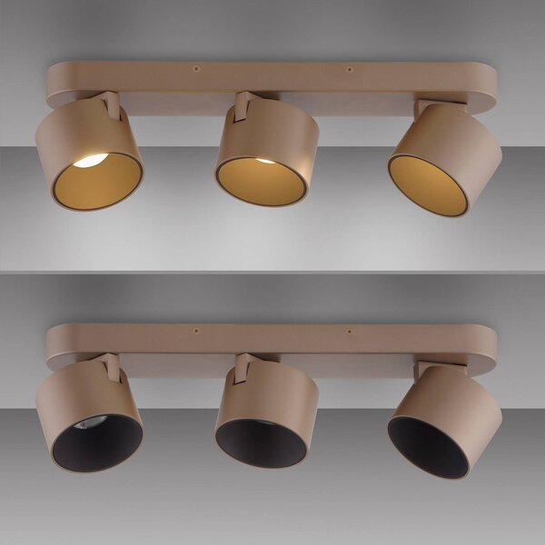 PURE reflektor sufitowy LED Cup, kolor brązowy, 56 cm, metal, 3-punktowa. możliwość ściemniania, brązowy / mosiężny, salon / jadalnia, metal, nowoczesny