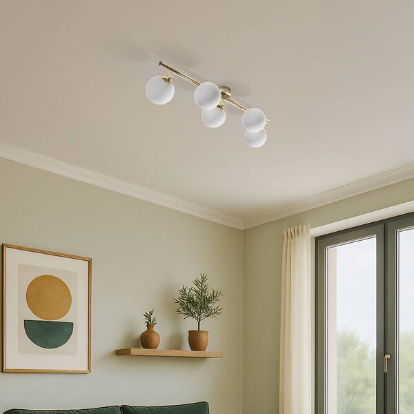 Lampa sufitowa Drum Domiluce, możliwość ściemniania, mosiężny / złoty, salon / jadalnia, metal